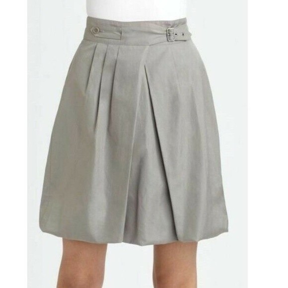 Akris Punto Gray Cotton Mini Pleated Bubble Hem Academia Skirt 2 - Picture 1 of 10